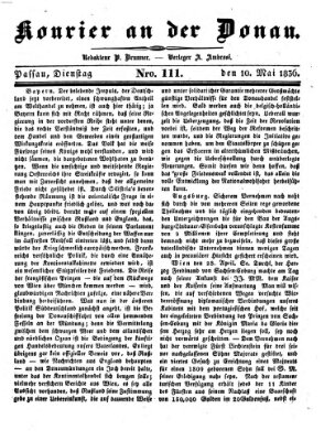 Kourier an der Donau (Donau-Zeitung) Dienstag 10. Mai 1836