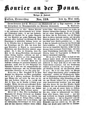 Kourier an der Donau (Donau-Zeitung) Donnerstag 19. Mai 1836