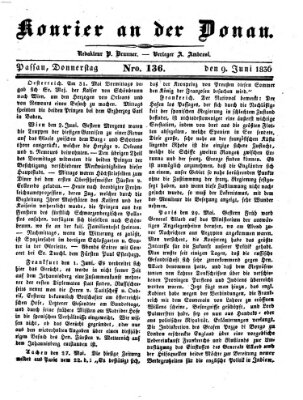 Kourier an der Donau (Donau-Zeitung) Donnerstag 9. Juni 1836