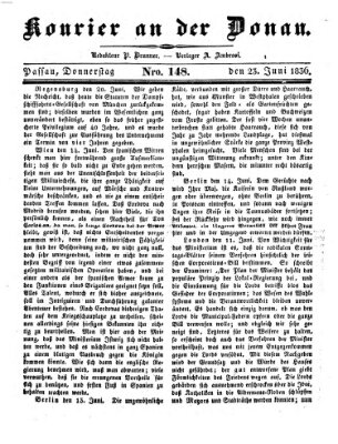 Kourier an der Donau (Donau-Zeitung) Donnerstag 23. Juni 1836