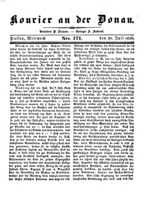 Kourier an der Donau (Donau-Zeitung) Mittwoch 20. Juli 1836