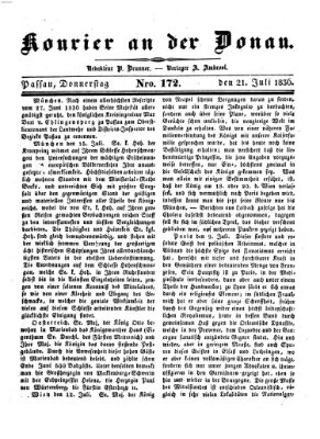 Kourier an der Donau (Donau-Zeitung) Donnerstag 21. Juli 1836