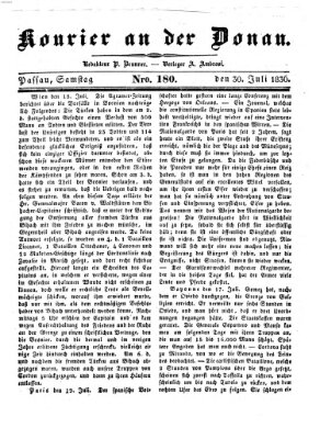 Kourier an der Donau (Donau-Zeitung) Samstag 30. Juli 1836