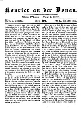 Kourier an der Donau (Donau-Zeitung) Freitag 12. August 1836