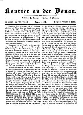 Kourier an der Donau (Donau-Zeitung) Donnerstag 18. August 1836