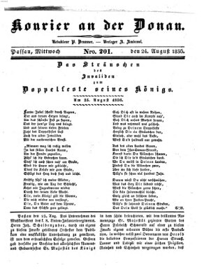 Kourier an der Donau (Donau-Zeitung) Mittwoch 24. August 1836