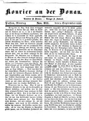 Kourier an der Donau (Donau-Zeitung) Montag 5. September 1836