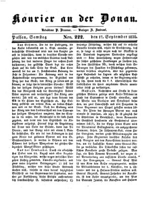 Kourier an der Donau (Donau-Zeitung) Samstag 17. September 1836