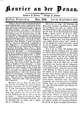 Kourier an der Donau (Donau-Zeitung) Donnerstag 22. September 1836