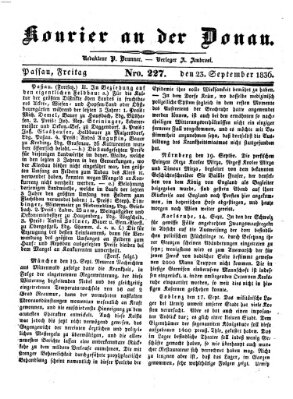 Kourier an der Donau (Donau-Zeitung) Freitag 23. September 1836