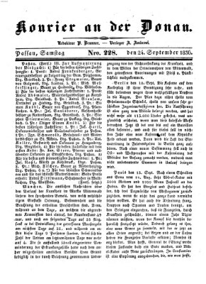 Kourier an der Donau (Donau-Zeitung) Samstag 24. September 1836