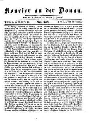 Kourier an der Donau (Donau-Zeitung) Donnerstag 6. Oktober 1836