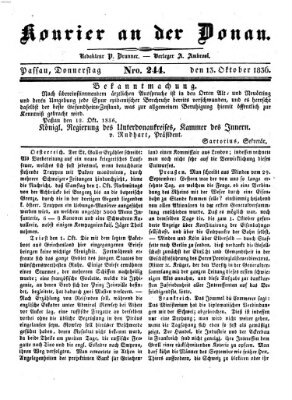 Kourier an der Donau (Donau-Zeitung) Donnerstag 13. Oktober 1836