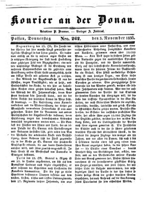 Kourier an der Donau (Donau-Zeitung) Donnerstag 3. November 1836