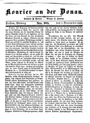 Kourier an der Donau (Donau-Zeitung) Montag 7. November 1836