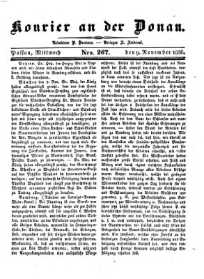 Kourier an der Donau (Donau-Zeitung) Mittwoch 9. November 1836