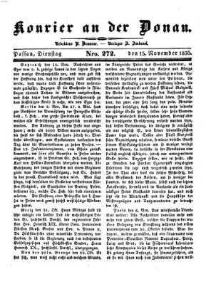 Kourier an der Donau (Donau-Zeitung) Dienstag 15. November 1836