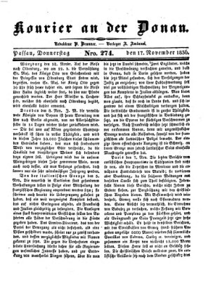 Kourier an der Donau (Donau-Zeitung) Donnerstag 17. November 1836