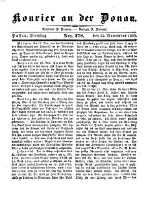 Kourier an der Donau (Donau-Zeitung) Dienstag 22. November 1836