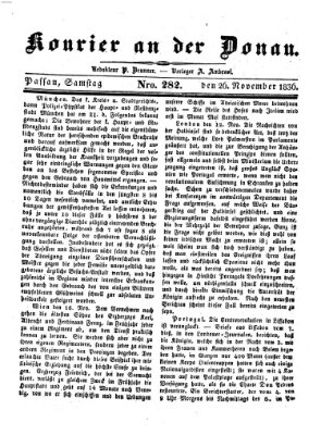 Kourier an der Donau (Donau-Zeitung) Samstag 26. November 1836