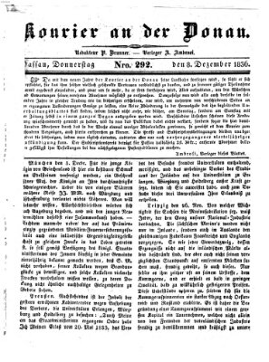 Kourier an der Donau (Donau-Zeitung) Donnerstag 8. Dezember 1836