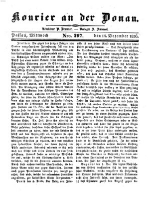 Kourier an der Donau (Donau-Zeitung) Mittwoch 14. Dezember 1836