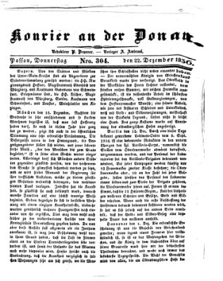 Kourier an der Donau (Donau-Zeitung) Donnerstag 22. Dezember 1836