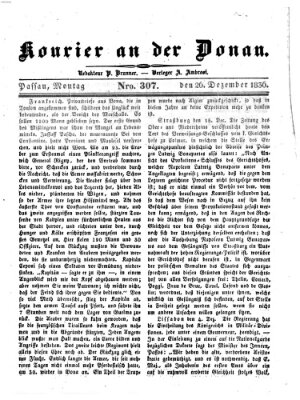 Kourier an der Donau (Donau-Zeitung) Montag 26. Dezember 1836