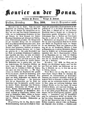 Kourier an der Donau (Donau-Zeitung) Dienstag 27. Dezember 1836