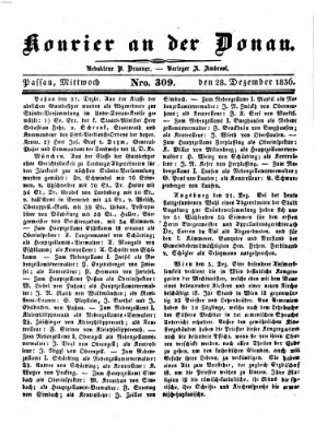 Kourier an der Donau (Donau-Zeitung) Mittwoch 28. Dezember 1836