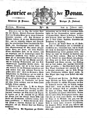 Kourier an der Donau (Donau-Zeitung) Montag 9. Januar 1837