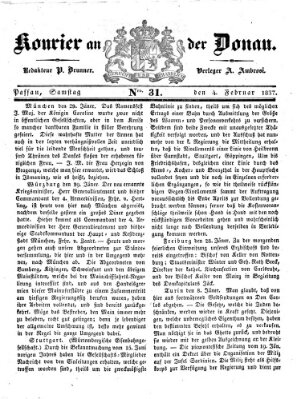 Kourier an der Donau (Donau-Zeitung) Samstag 4. Februar 1837