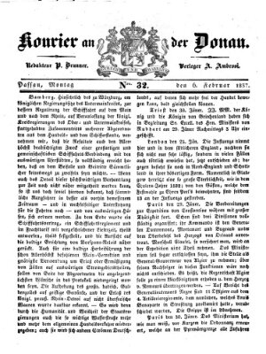 Kourier an der Donau (Donau-Zeitung) Montag 6. Februar 1837