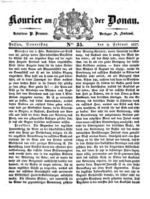 Kourier an der Donau (Donau-Zeitung) Donnerstag 9. Februar 1837