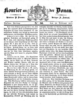 Kourier an der Donau (Donau-Zeitung) Freitag 10. Februar 1837