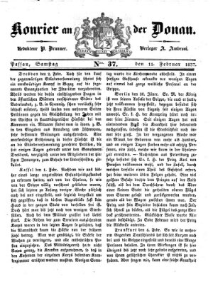 Kourier an der Donau (Donau-Zeitung) Samstag 11. Februar 1837