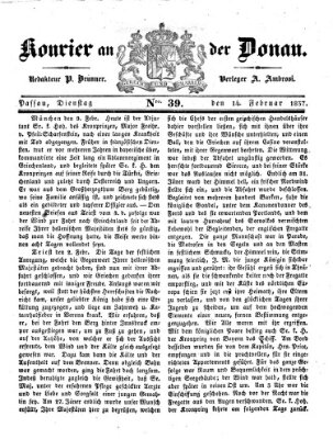 Kourier an der Donau (Donau-Zeitung) Dienstag 14. Februar 1837