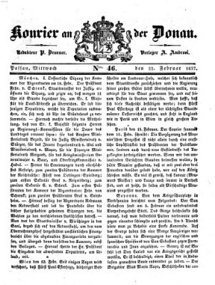 Kourier an der Donau (Donau-Zeitung) Mittwoch 22. Februar 1837