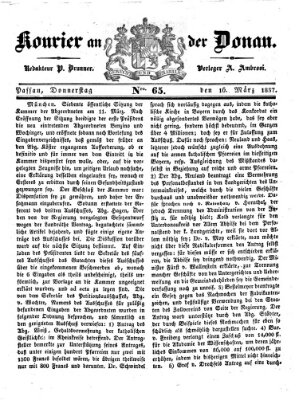 Kourier an der Donau (Donau-Zeitung) Donnerstag 16. März 1837