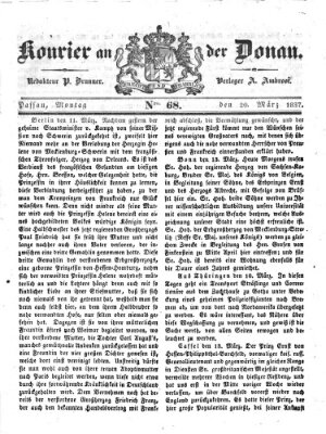 Kourier an der Donau (Donau-Zeitung) Montag 20. März 1837