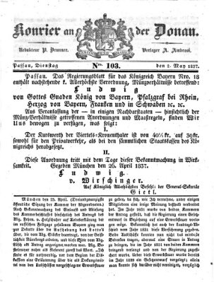 Kourier an der Donau (Donau-Zeitung) Dienstag 2. Mai 1837