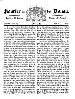 Kourier an der Donau (Donau-Zeitung) Freitag 9. Juni 1837