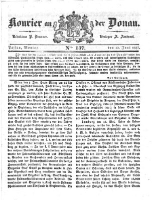 Kourier an der Donau (Donau-Zeitung) Montag 12. Juni 1837