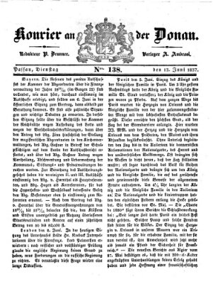 Kourier an der Donau (Donau-Zeitung) Dienstag 13. Juni 1837