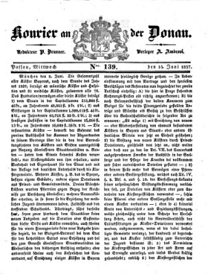 Kourier an der Donau (Donau-Zeitung) Mittwoch 14. Juni 1837