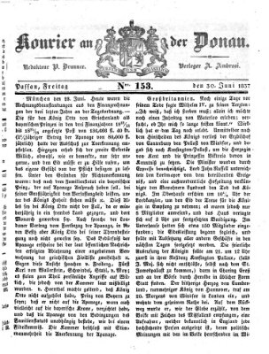 Kourier an der Donau (Donau-Zeitung) Freitag 30. Juni 1837