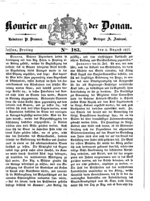 Kourier an der Donau (Donau-Zeitung) Freitag 4. August 1837