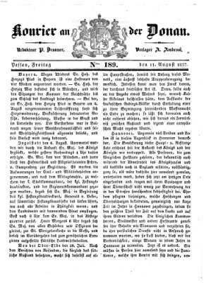 Kourier an der Donau (Donau-Zeitung) Freitag 11. August 1837