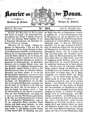 Kourier an der Donau (Donau-Zeitung) Freitag 25. August 1837