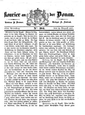 Kourier an der Donau (Donau-Zeitung) Dienstag 29. August 1837